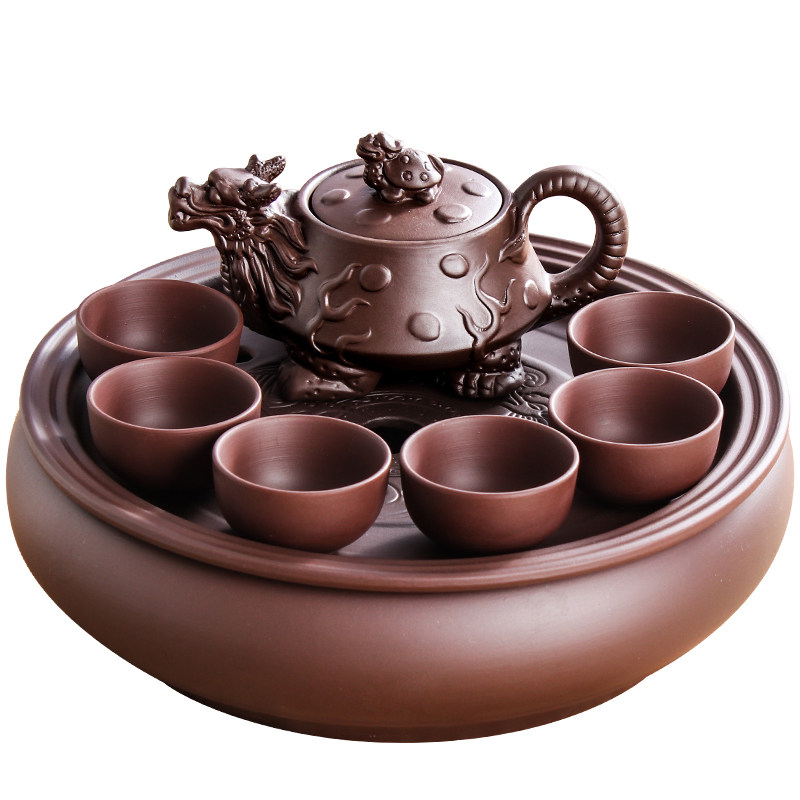 陶瓷宜兴紫砂现代圆形功夫茶具