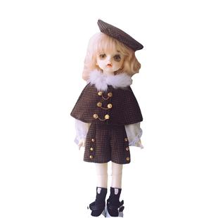 特体尺寸定制小布BJD6分8分ob娃娃衣服新年斗篷背带裤套装