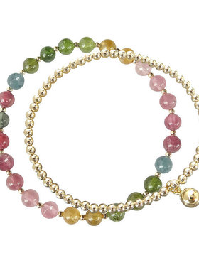 小众碧玺糖果色14k金旺夫手链