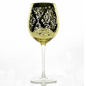 样板房酒吧法国奢华22开纯金雕花镶饰礼盒装红酒杯高脚杯葡萄酒杯
