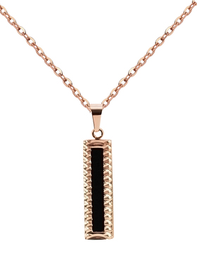 几何黑色长方形项链女钛钢镀吊坠