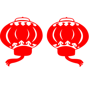 喜庆大红灯笼贴纸 虎年元旦新年节日装饰墙贴纸 店铺玻璃橱窗贴纸