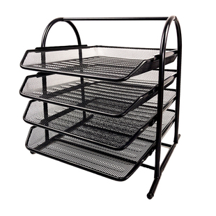 亚信戈德办公文件架分类创意文件框金属桌面铁网多功能a4多层文件架四层文件座简易文件盘a3资料架文件栏收纳