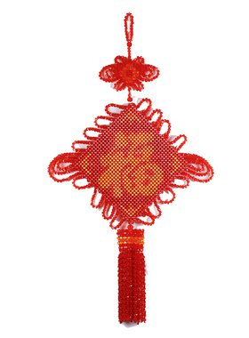 diy中国结福字编织喜庆风珠子