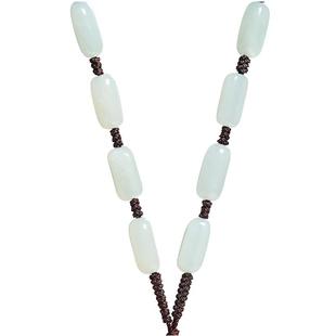 新疆和田玉项链男士女款白玉石翡翠和田玉链子桶珠挂件绳吊坠挂链