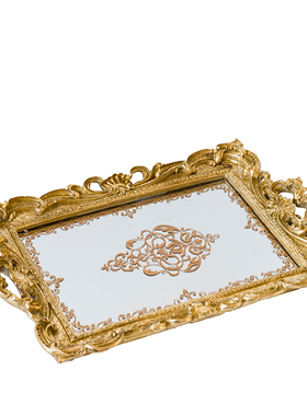 空间欧式风鎏金豪华展示镜面托盘