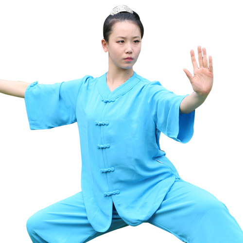 武极堂太极服夏装七分袖高弹麻福禄扣太极服装太极装练功服女款