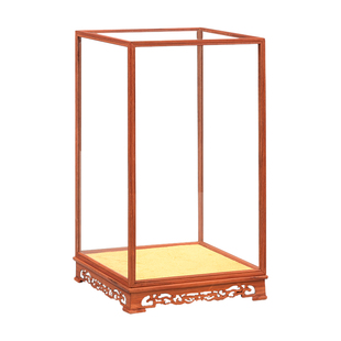 定制红木玻璃罩子佛像古董文玩工艺品摆件底座透明展示防尘罩木雕