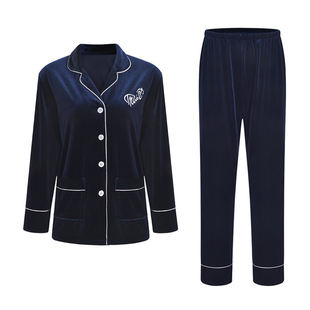 2025秋冬季情侣睡衣女丝绒长袖男士家居服韩版衬衫两件套装韩国绒