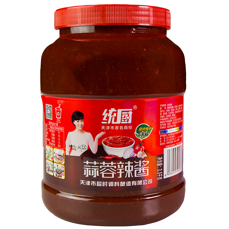 天津統(tǒng)廚蒜蓉辣醬3.5KGx4桶裝商用東北燒烤醬烤冷面醬煎餅果子醬