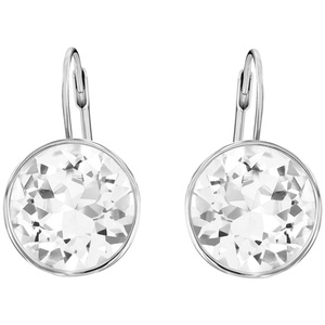 施家水晶高级感大号贝拉耳环圆形宝石闪耀钻石白色水晶女款镀白金