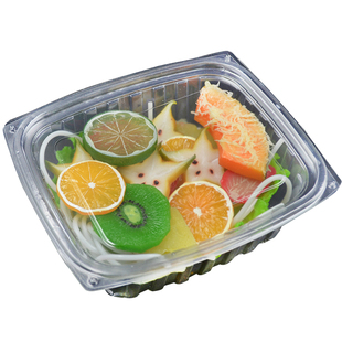 凉面打包盒双层透明蔬菜沙拉鲜果切盒一次性色拉塑料食品包装盒
