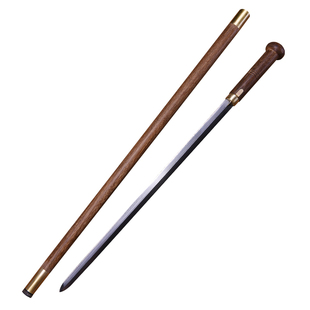 龙泉市泉字号宝剑鸡翅木花纹钢手杖剑圆头拐杖剑送老人长辈未开刃
