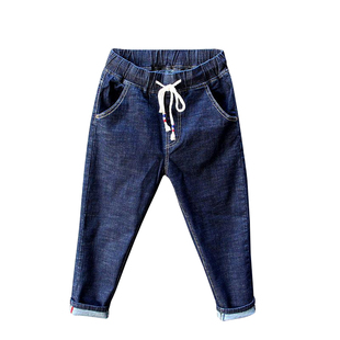 七分裤女牛仔裤高腰松紧腰宽松大码胖mm显瘦直筒裤弹力2024新款潮