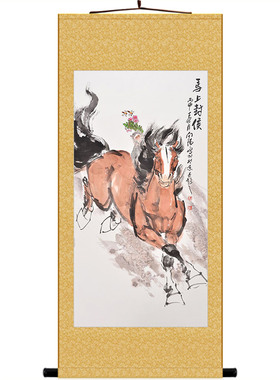 马上封侯装饰画卷轴挂画