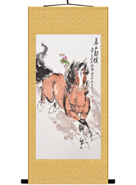 马上封侯装饰画卷轴挂画