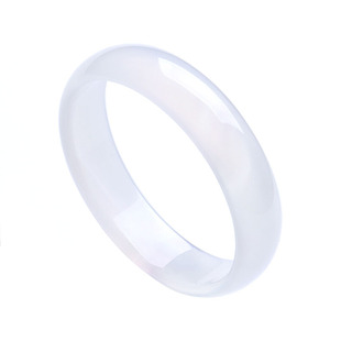 特价白玉髓旺夫玉手镯 少女 小巧冰种通透羊脂白玛瑙带证书玉镯子