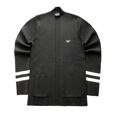 秋冬针织毛衣男开衫外套青年潮流薄款中长款黑色针织衫修身男开衫