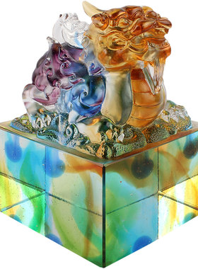 琉璃貔貅印章旺财商务摆件