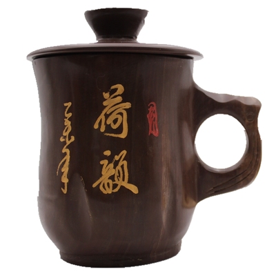 木鱼石带把山东济南茶具礼物盖杯