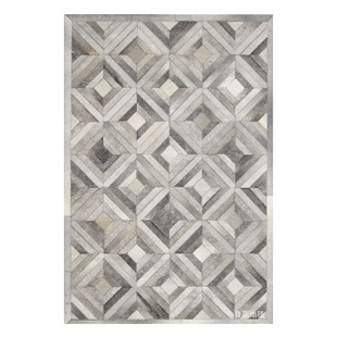 灰色牛皮地毯拼接北欧简约现代ins风格高档客厅书房卧室rug可定制