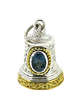 纯银铃铛镶嵌托帕石长款毛衣链