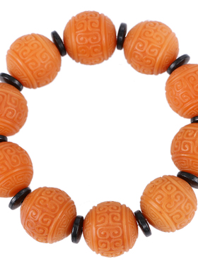 藏式天然风化菩提根回纹珠原籽