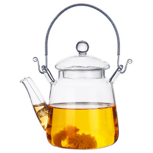 玻璃提梁壶泡茶壶花草茶壶绿茶冲茶器不锈钢壶嘴过滤网滤茶器