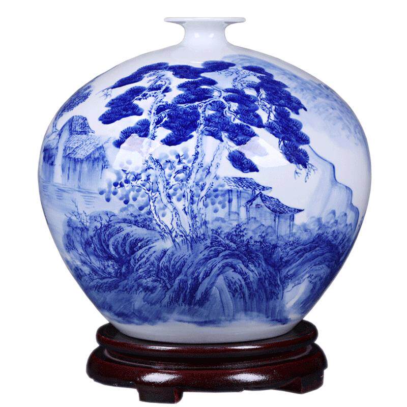 景德镇陶瓷器花瓶摆件新中式青花瓷插花器家居客厅结婚装饰工艺品