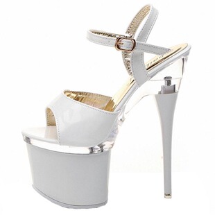 超高跟鞋17cm防水台性感细跟厚底凉鞋18公分大码夜店钢管舞女鞋黑