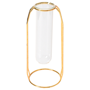 初见 北欧风金色铁艺玻璃花瓶 水培干花花器桌面摆件客厅装饰