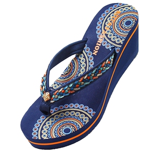 越南平仙拖鞋人字夹脚凉拖女士夏季高坡跟防滑民族风户外百搭夏季