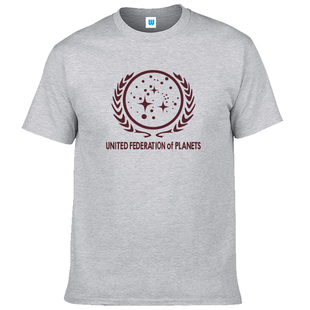 复古怀旧 2017新款星际迷航周边 纯棉短袖T恤 STAR TREK联邦星球