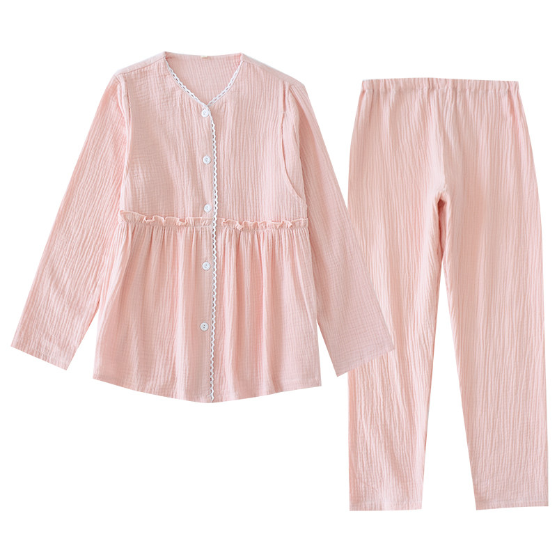 月子服春秋夏季薄款产后纯棉纱布哺乳孕妇装喂奶大码睡衣女家居服