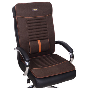 布兜亚麻椅垫四季通用老板椅坐垫 加厚防滑连靠背办公室椅垫椅套