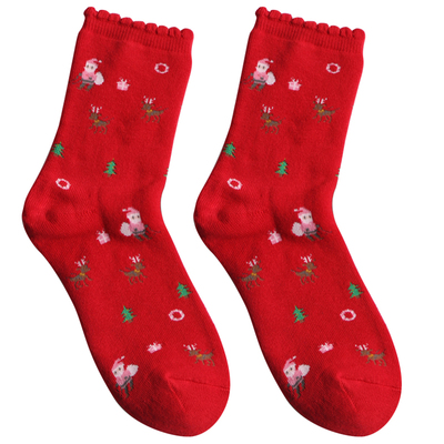 秋冬纯棉纱线厚毛圈中筒女袜