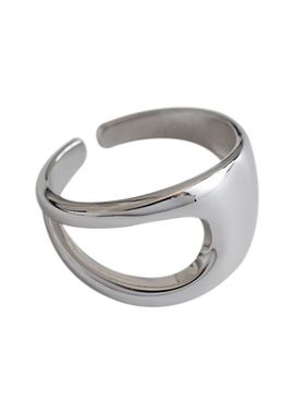 戒指通体S925纯银光面双层线条