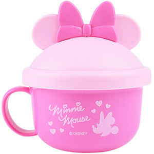 日本代购锦化成迪士尼米妮米奇宝宝便携带盖防洒零食杯辅食碗餐具