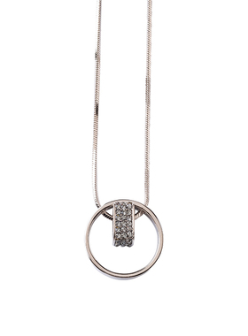 圆环镶钻几何长款日韩风毛衣链