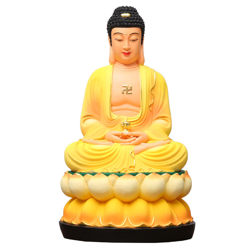 寺庙树脂如来粉彩供奉三宝佛