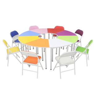 容大天成心理咨询室团体活动桌椅八彩色变形拼接课桌组合折叠靠背