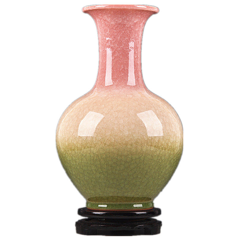 景德镇陶瓷器 窑变三色釉花瓶客厅博古架家居装饰酒柜摆件工艺品