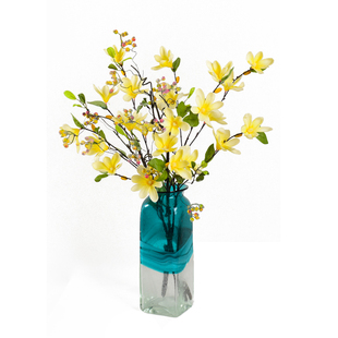 知根 仿真花玉兰假花套装 玻璃花瓶花艺摆件 客厅室内餐桌摆设花