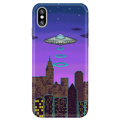 AlenTits 8bit二次元飞船降临赛博蒸汽波 iPhone/安卓定制手机壳