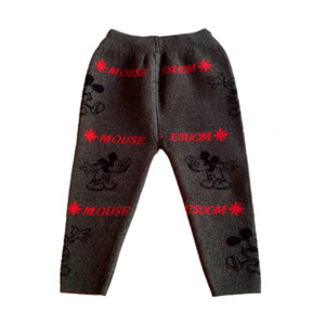 婴儿羊毛裤棉米奇打底裤小童秋冬中厚0-3宝宝双层保暖棉毛线裤