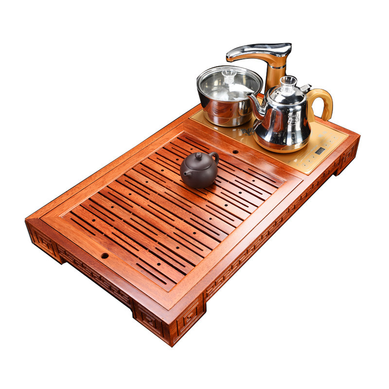 电磁炉鸡翅木茶盘全自动