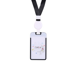 卡富仕铝合金双面透明证件卡套防消磁抗干扰公司员工工作证卡套带一体易拉扣厂牌伸缩扣挂绳胸牌可定制做挂牌