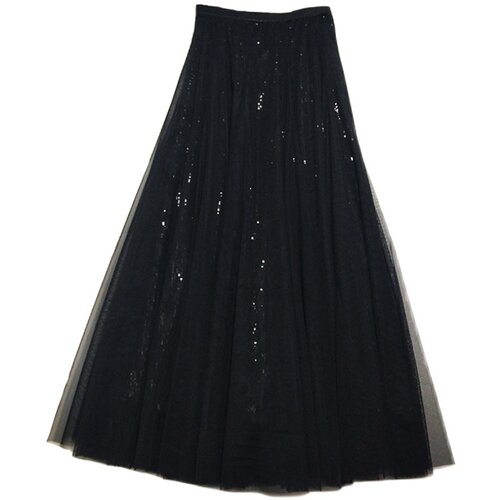 羽柚复古酒红亮片网纱半身裙春秋女a字裙高腰显瘦遮跨裙子大摆裙