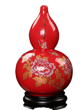 中国红葫芦家居客厅酒柜装饰品