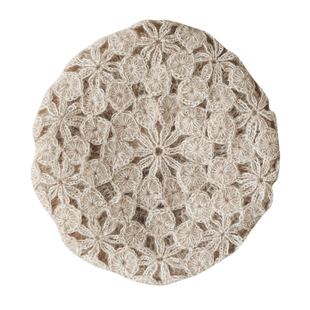 蕾丝镂空钩花贝雷帽女春秋季气质复古瓜皮帽勾线针织甜美蓓蕾帽冬